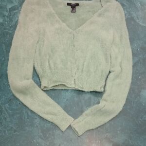 Forever 21 Mint Green Fuzzy Crop Top